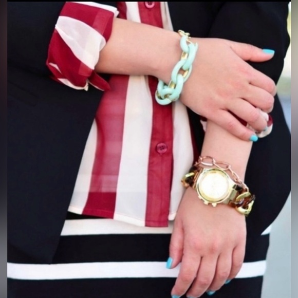 PRICE FOR 2!! T&J Designs Turquoise enamel chain link bracelet(s) - Picture 3 of 3